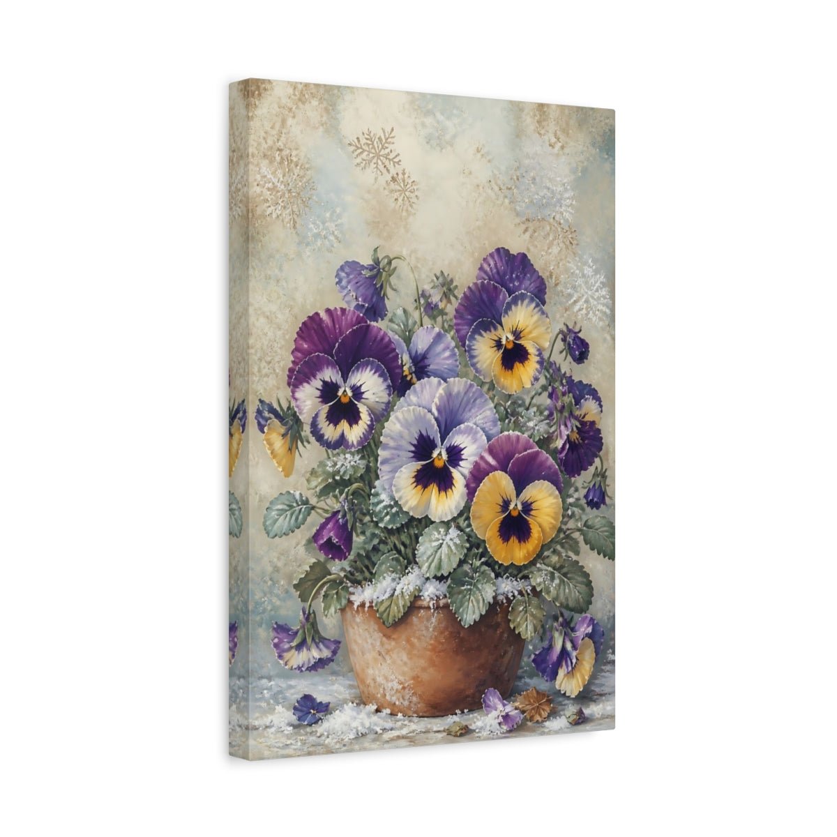 Floral Pansies Purple And Yellow Canvas Print – Living Room, Above Couch - YesArtYes