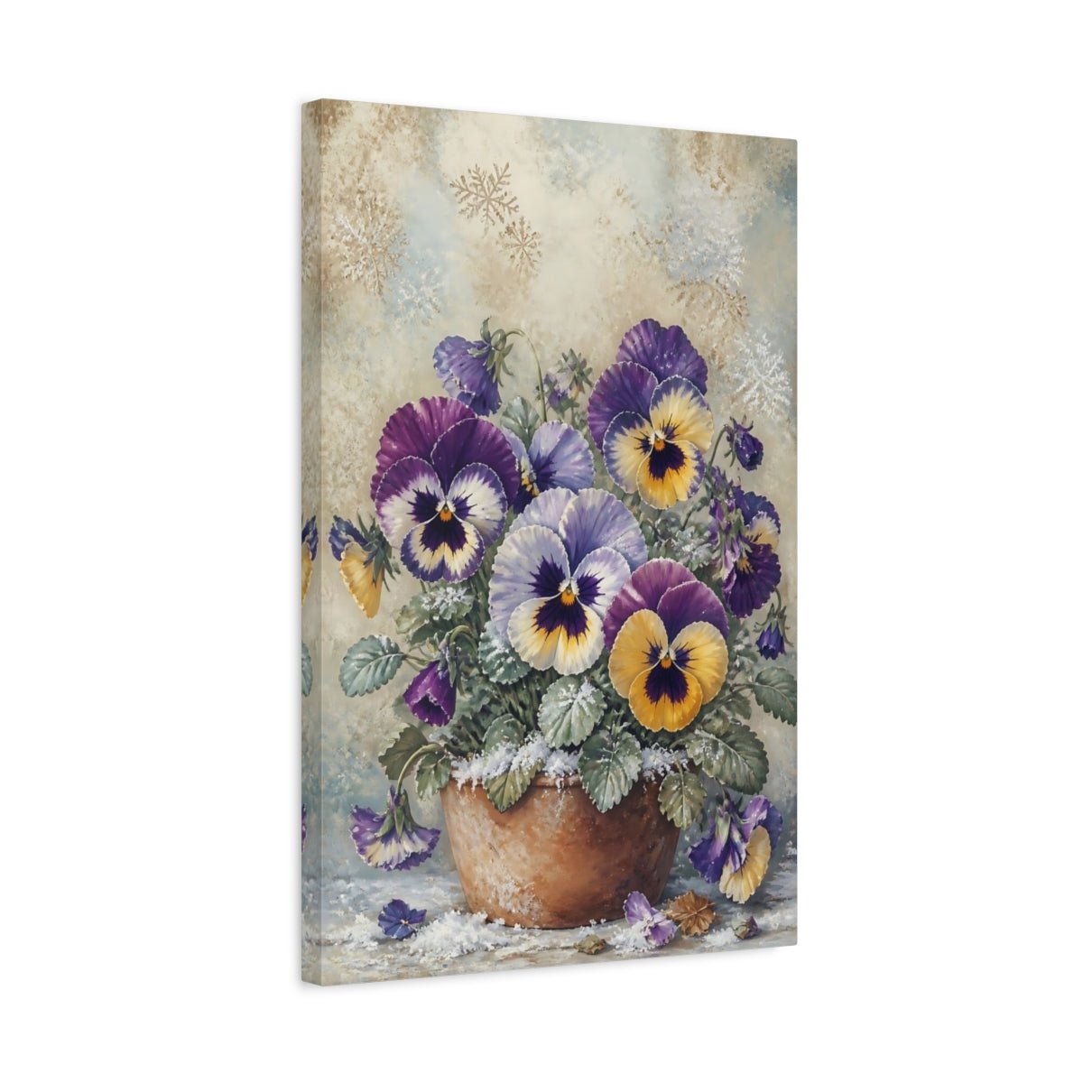 Floral Pansies Purple And Yellow Canvas Print – Living Room, Above Couch - YesArtYes
