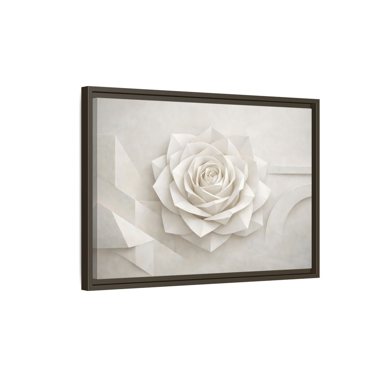 Side Mockup 2. Floral Paper Rose White Paper Rose shown as stretched canvas wall art