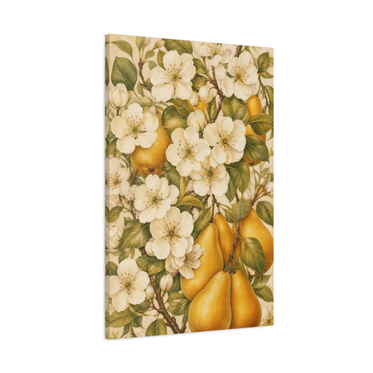 Main Mockup. Floral Pear Blossoms Vintage Pear Blossoms shown as canvas print
