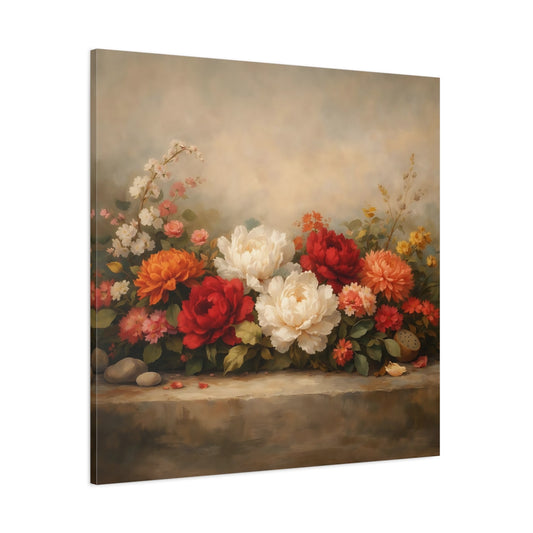 Main Mockup. Floral Peonies Floral Still Life shown as stretched canvas wall art