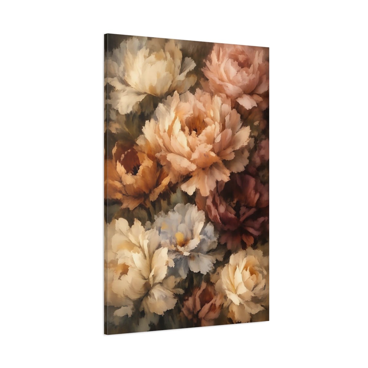 Floral Peonies Muted - Canvas Wall Art Print - YesArtYes