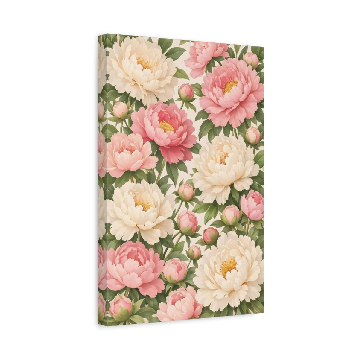 Floral Peonies Pink And - Canvas Wall Art Print - YesArtYes