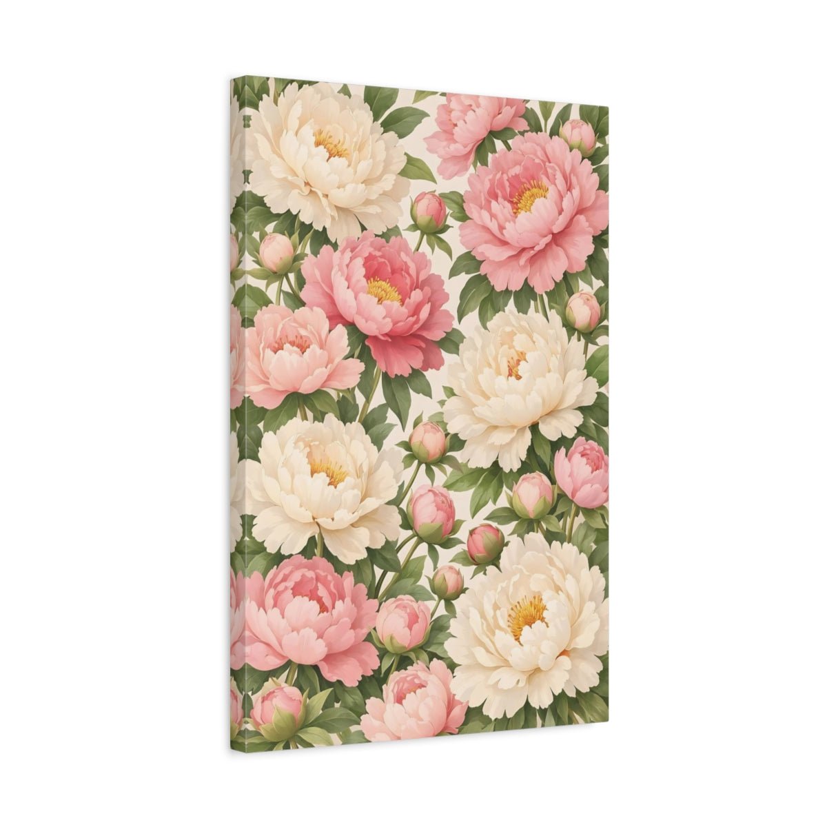 Floral Peonies Pink And - Canvas Wall Art Print - YesArtYes