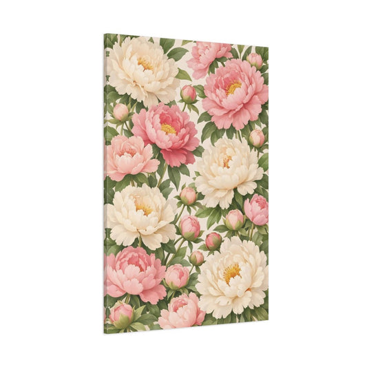 Floral Peonies Pink And - Canvas Wall Art Print - YesArtYes