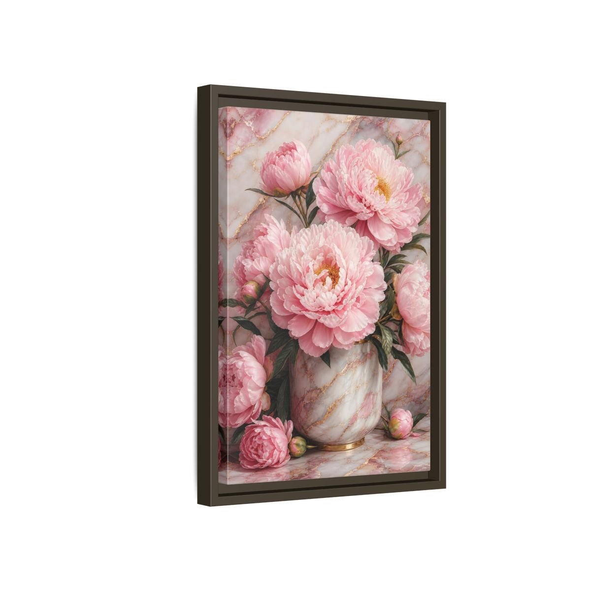 Floral Peonies Pink Gold Framed Canvas Print – Living Room, Above Console Table, and - YesArtYes