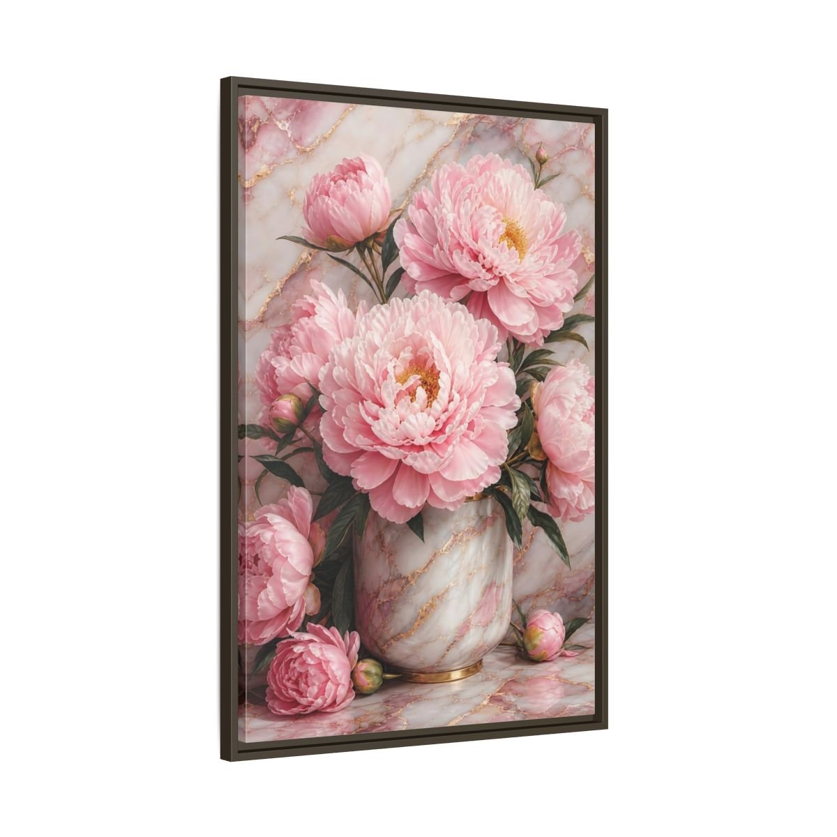 Floral Peonies Pink Gold Framed Canvas Print – Living Room, Above Console Table, and - YesArtYes