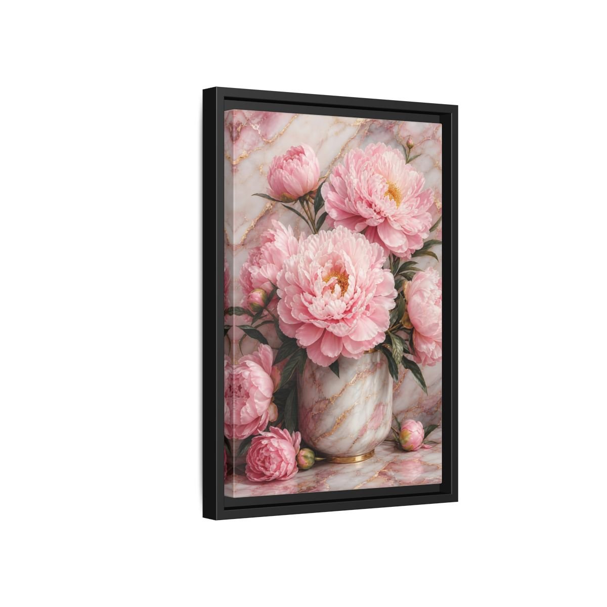 Floral Peonies Pink Gold Framed Canvas Print – Living Room, Above Console Table, and - YesArtYes
