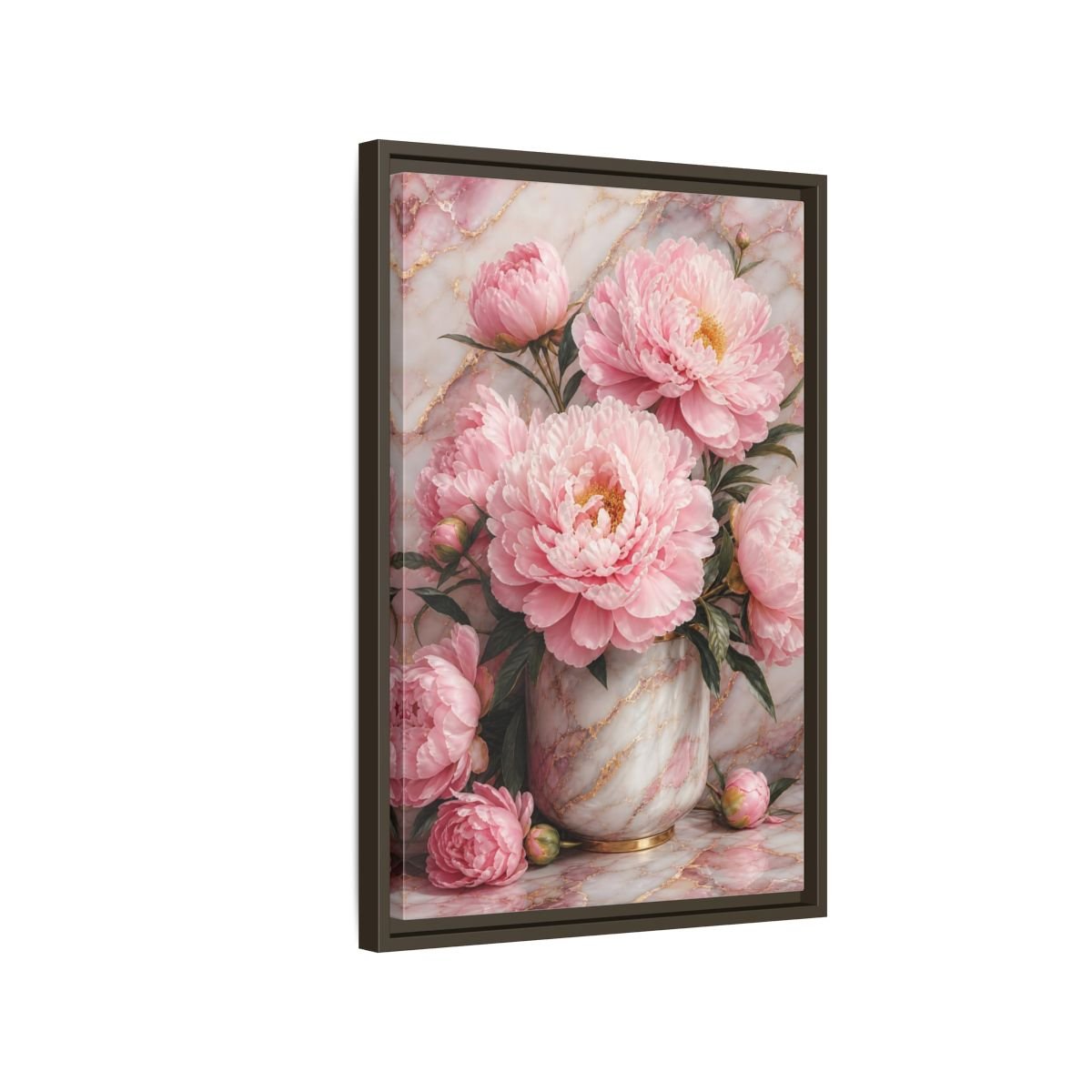 Floral Peonies Pink Gold Framed Canvas Print – Living Room, Above Console Table, and - YesArtYes