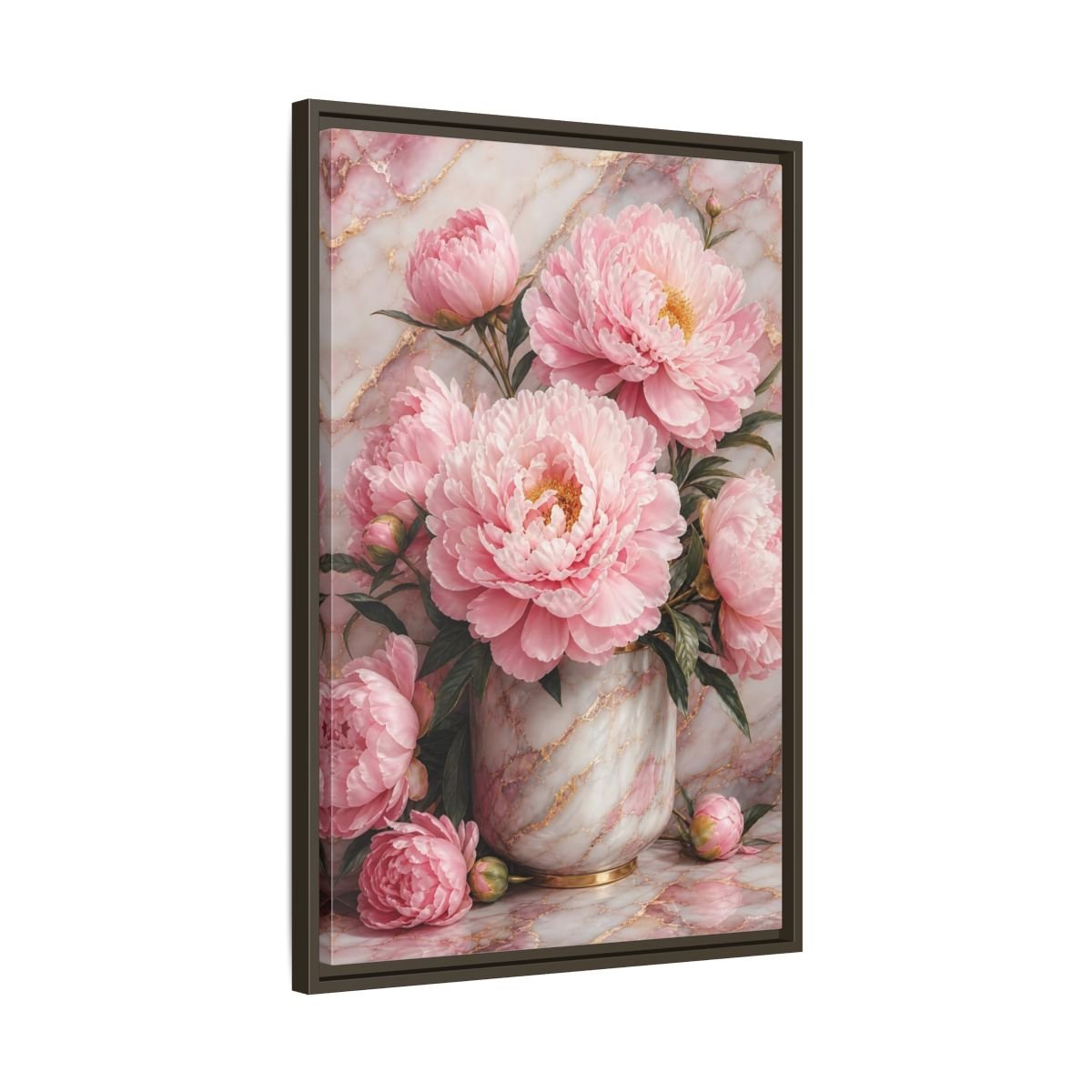 Floral Peonies Pink Gold Framed Canvas Print – Living Room, Above Console Table, and - YesArtYes