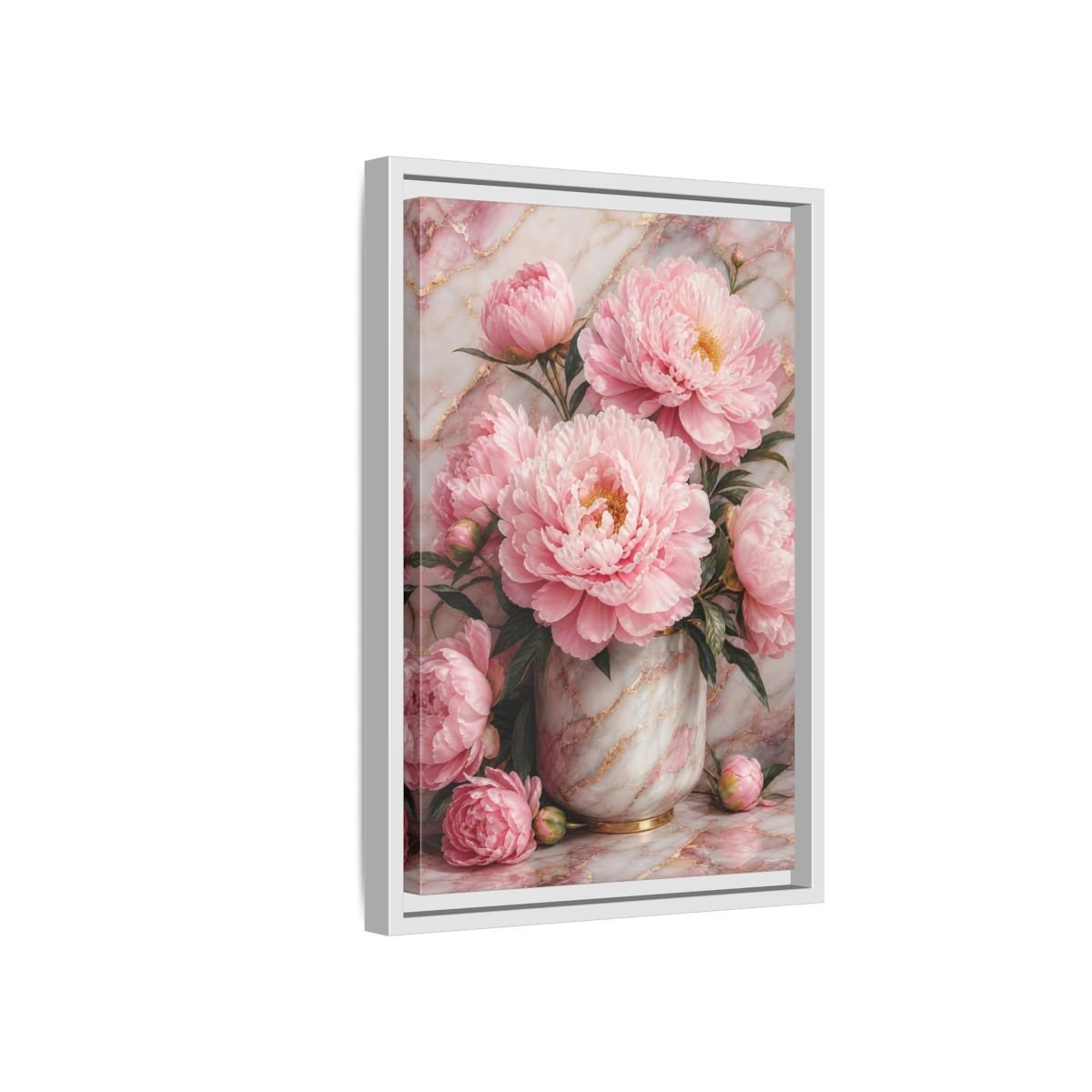 Floral Peonies Pink Gold Framed Canvas Print – Living Room, Above Console Table, and - YesArtYes