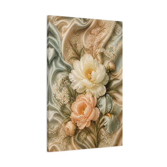 Main Mockup. Floral Peony Bouquet Pastel Floral shown as stretched canvas wall art