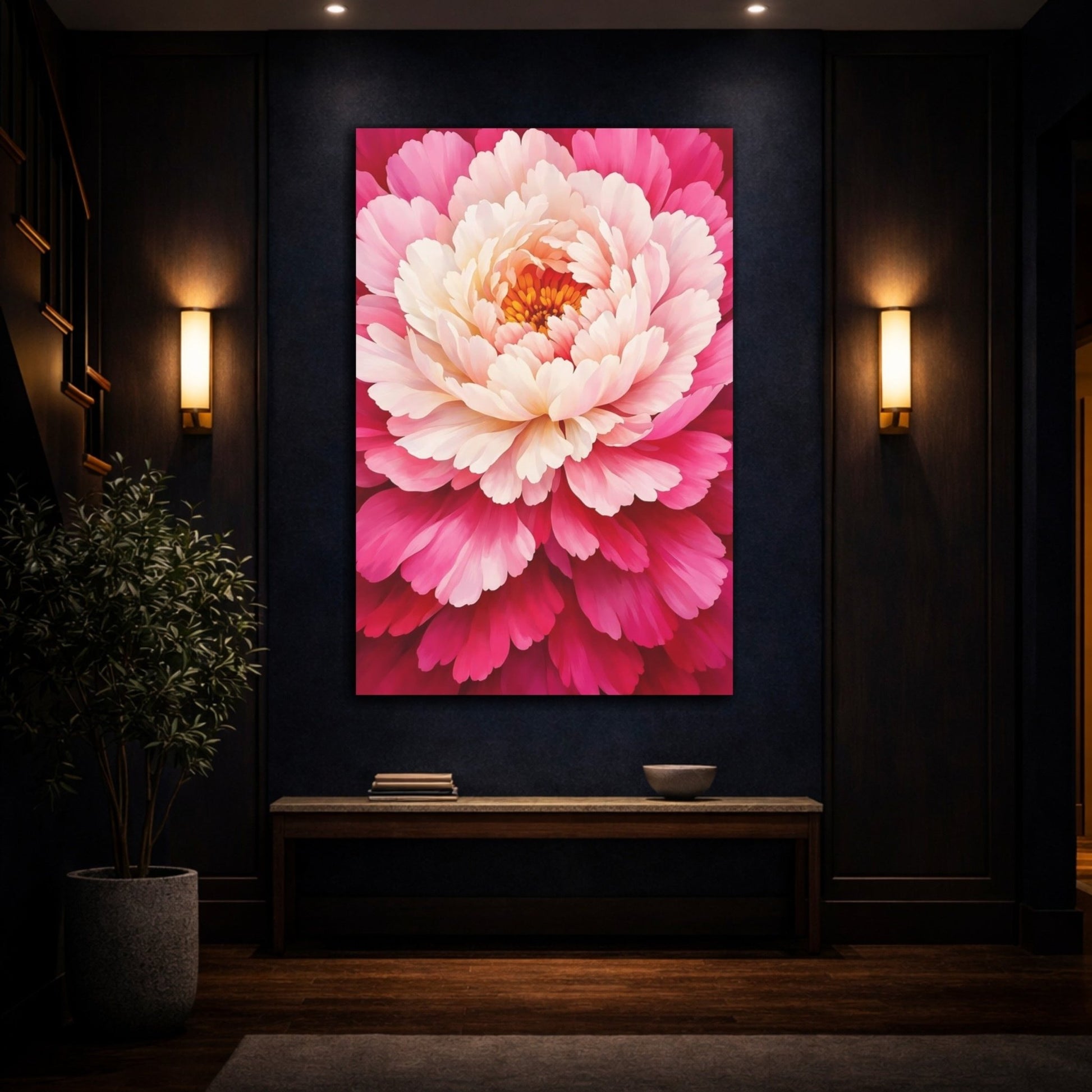 Floral Peony Pink - Canvas Wall Art Print - YesArtYes