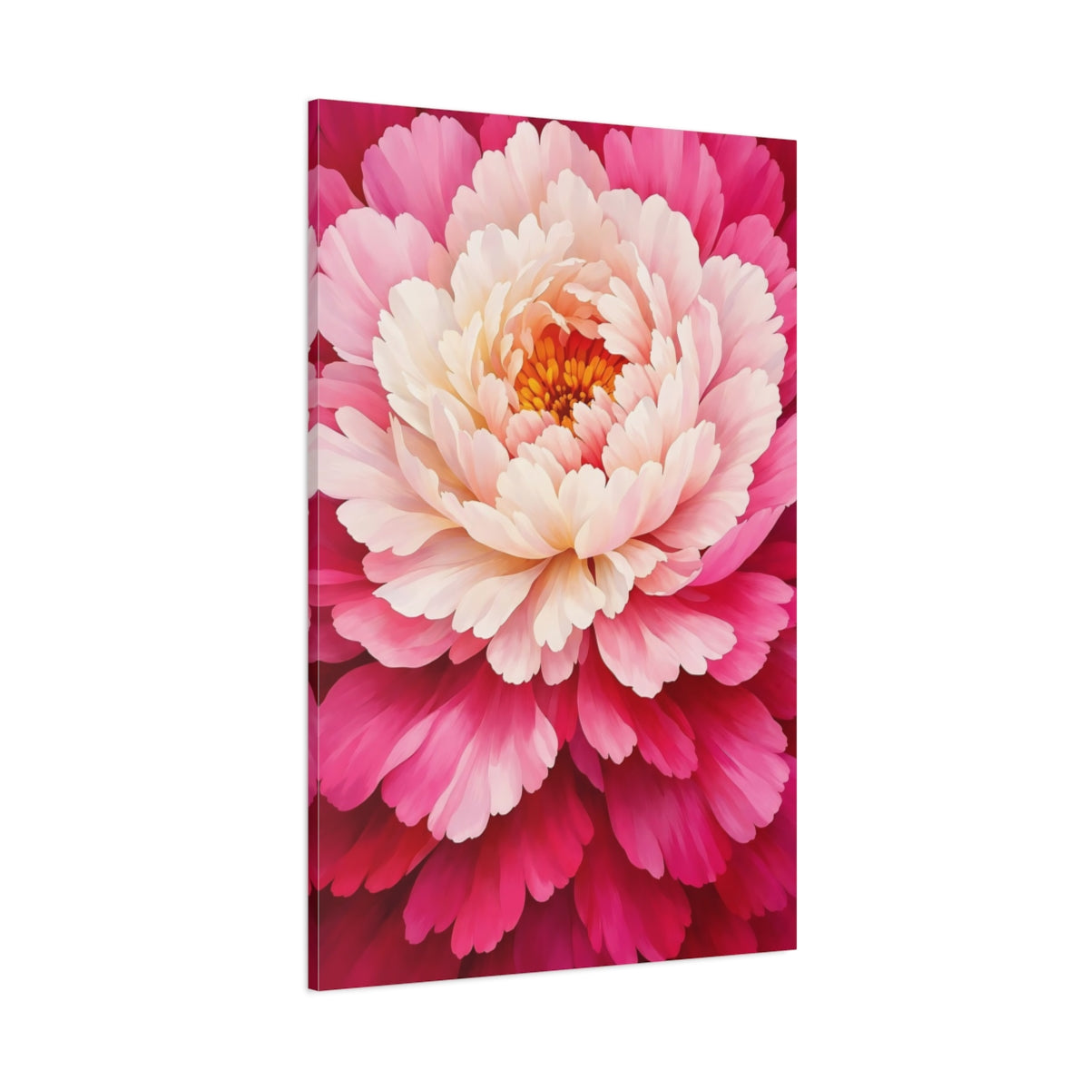 Main Mockup. Floral Peony Pink Peony shown as stretched canvas wall art