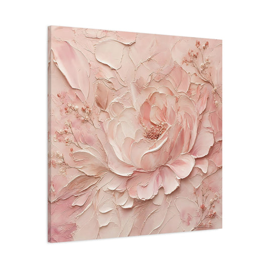 Main Mockup. Floral Peony Pink Peony shown as stretched canvas wall art
