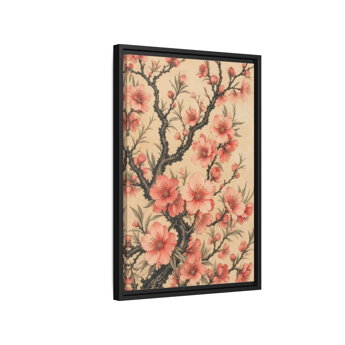 Floral Pink Blossoms Framed Canvas Print – Living Room, Above Fireplace - YesArtYes