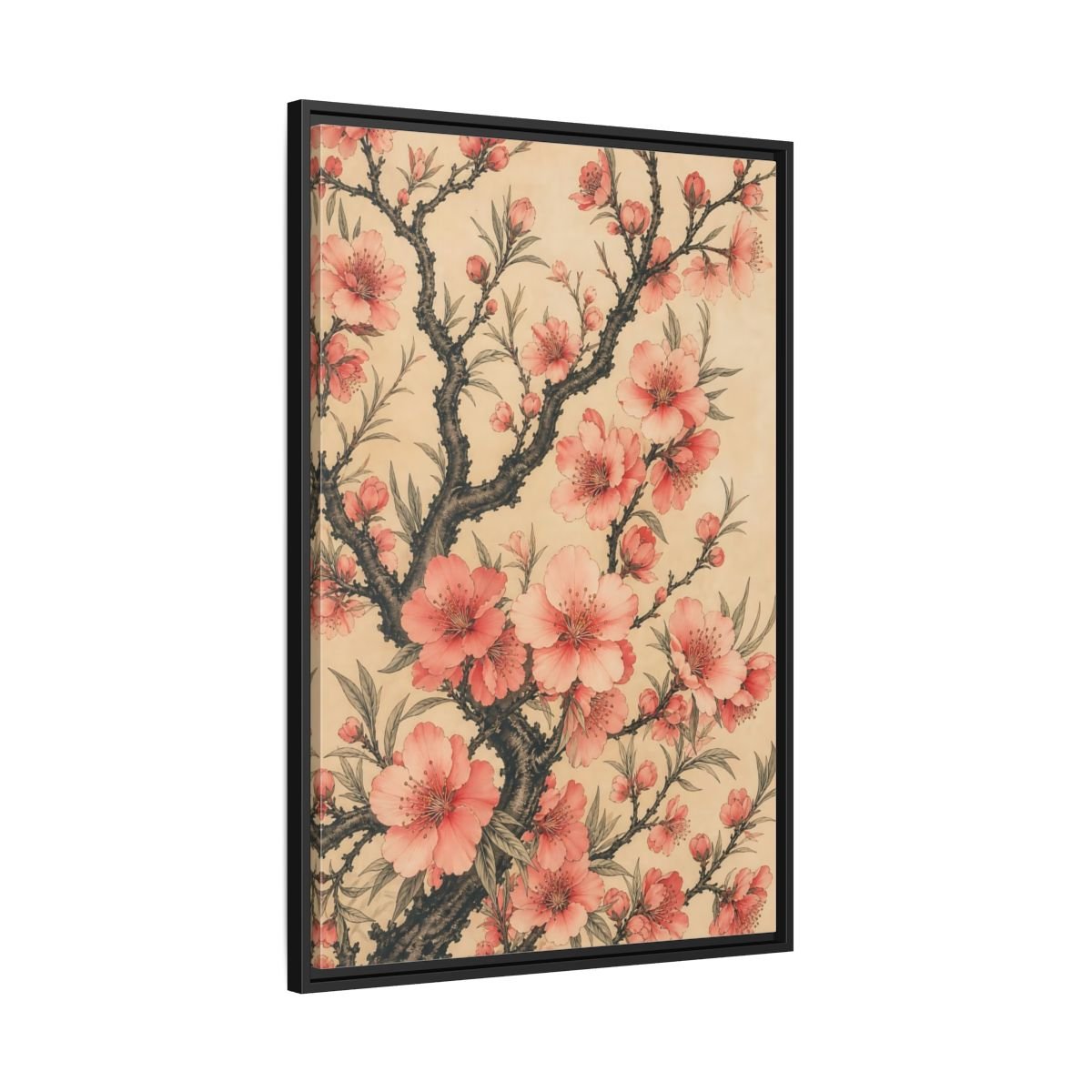 Floral Pink Blossoms Framed Canvas Print – Living Room, Above Fireplace - YesArtYes