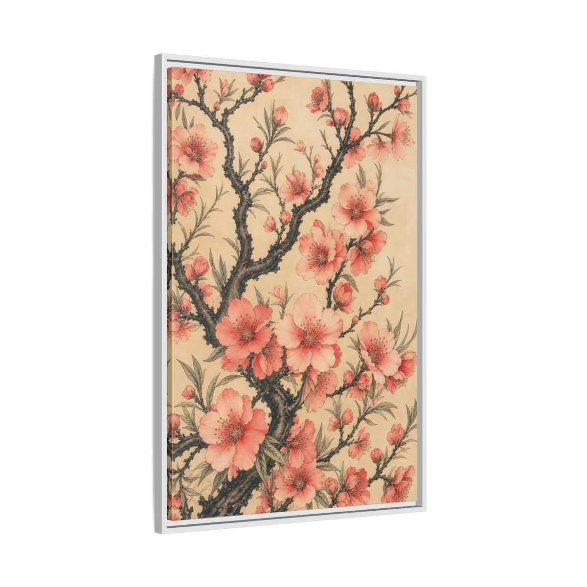 Floral Pink Blossoms Framed Canvas Print – Living Room, Above Fireplace - YesArtYes