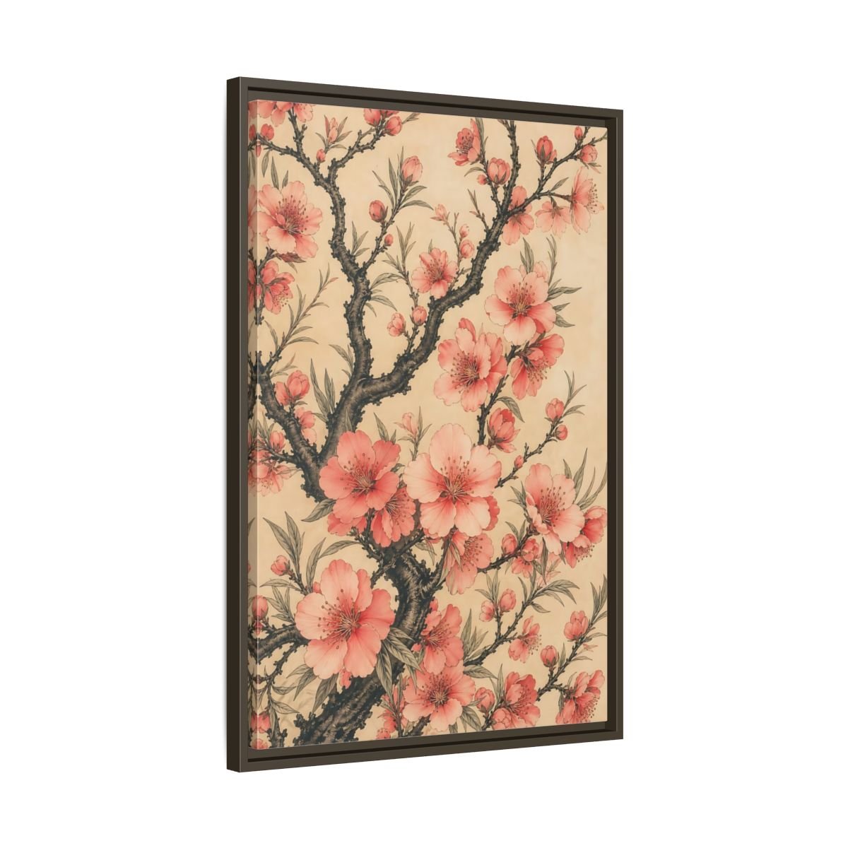 Floral Pink Blossoms Framed Canvas Print – Living Room, Above Fireplace - YesArtYes