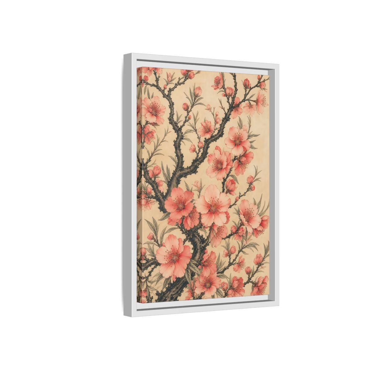 Floral Pink Blossoms Framed Canvas Print – Living Room, Above Fireplace - YesArtYes