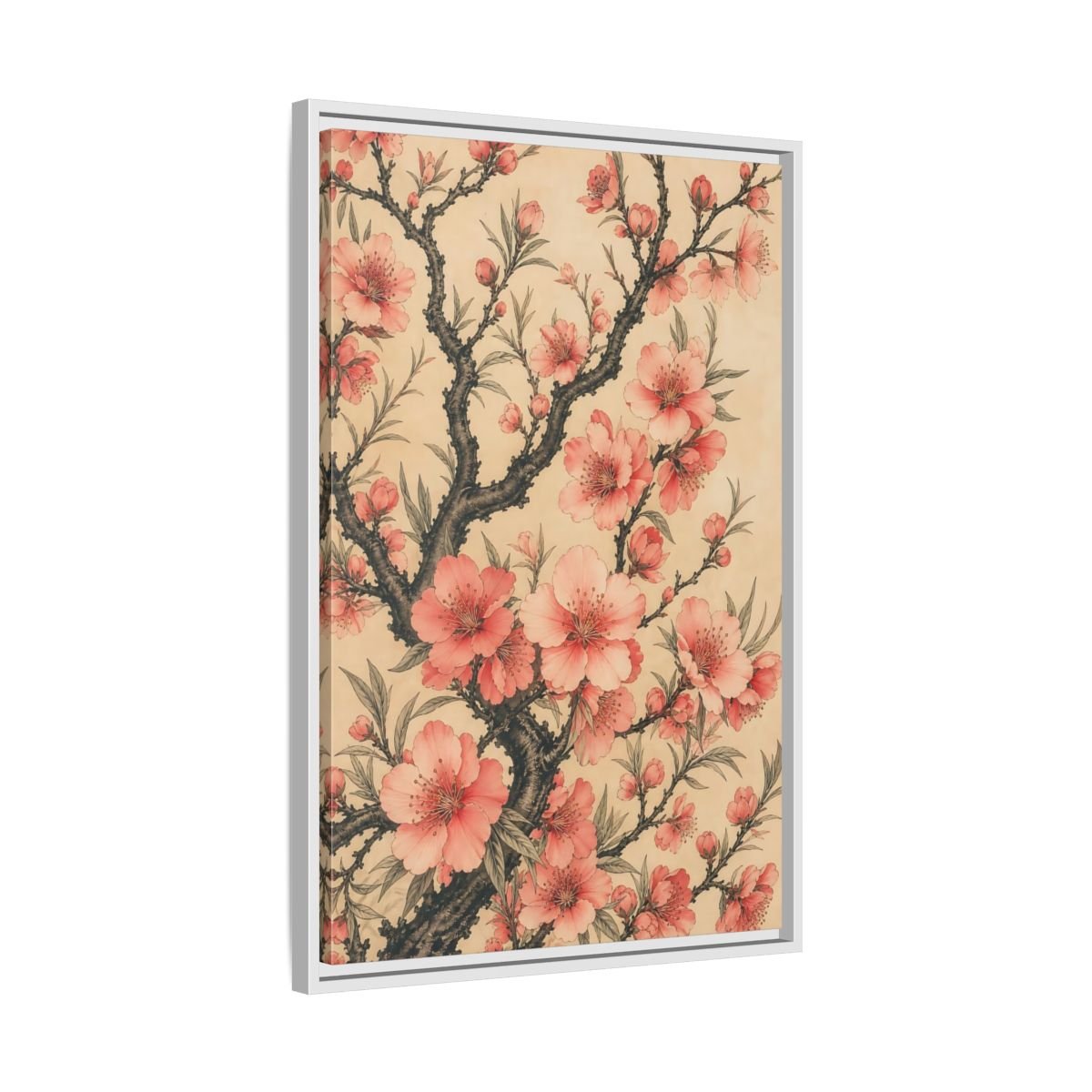 Floral Pink Blossoms Framed Canvas Print – Living Room, Above Fireplace - YesArtYes