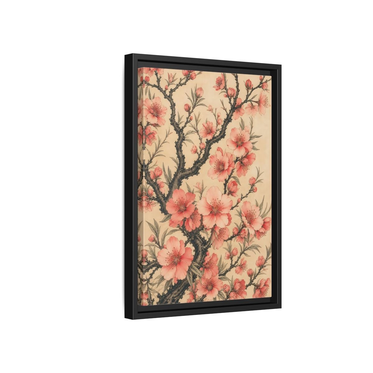 Floral Pink Blossoms Framed Canvas Print – Living Room, Above Fireplace - YesArtYes