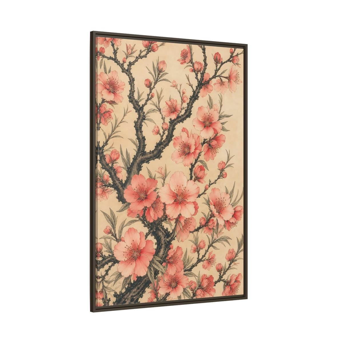 Floral Pink Blossoms Framed Canvas Print – Living Room, Above Fireplace - YesArtYes