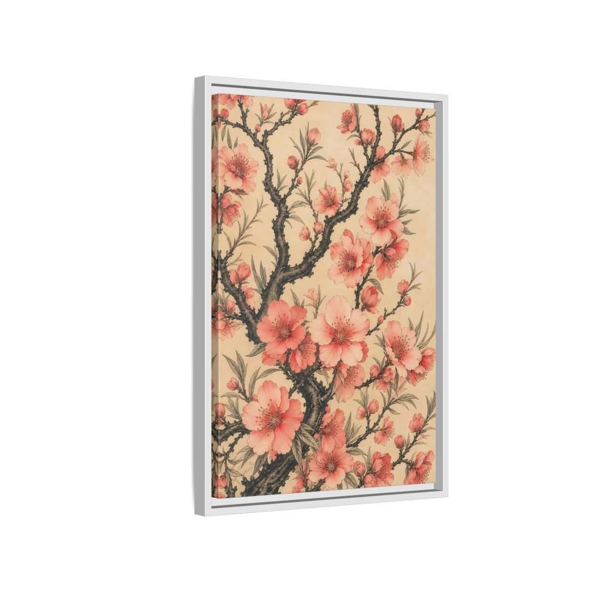 Floral Pink Blossoms Framed Canvas Print – Living Room, Above Fireplace - YesArtYes