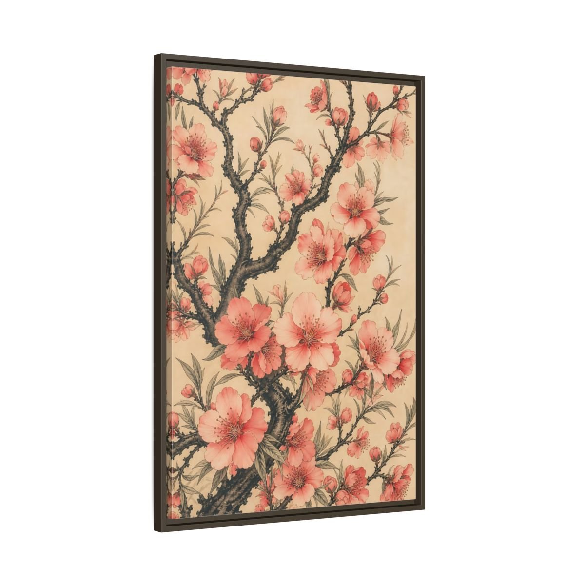 Floral Pink Blossoms Framed Canvas Print – Living Room, Above Fireplace - YesArtYes