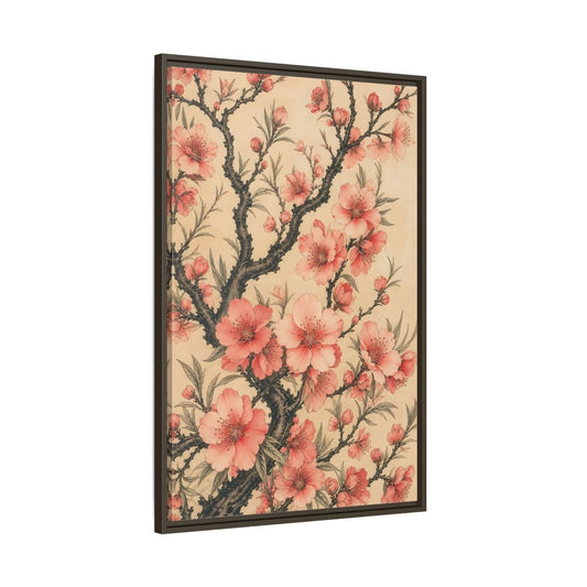 Floral Pink Blossoms Framed Canvas Print – Living Room, Above Fireplace - YesArtYes