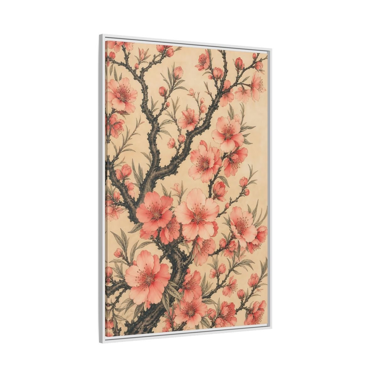 Floral Pink Blossoms Framed Canvas Print – Living Room, Above Fireplace - YesArtYes
