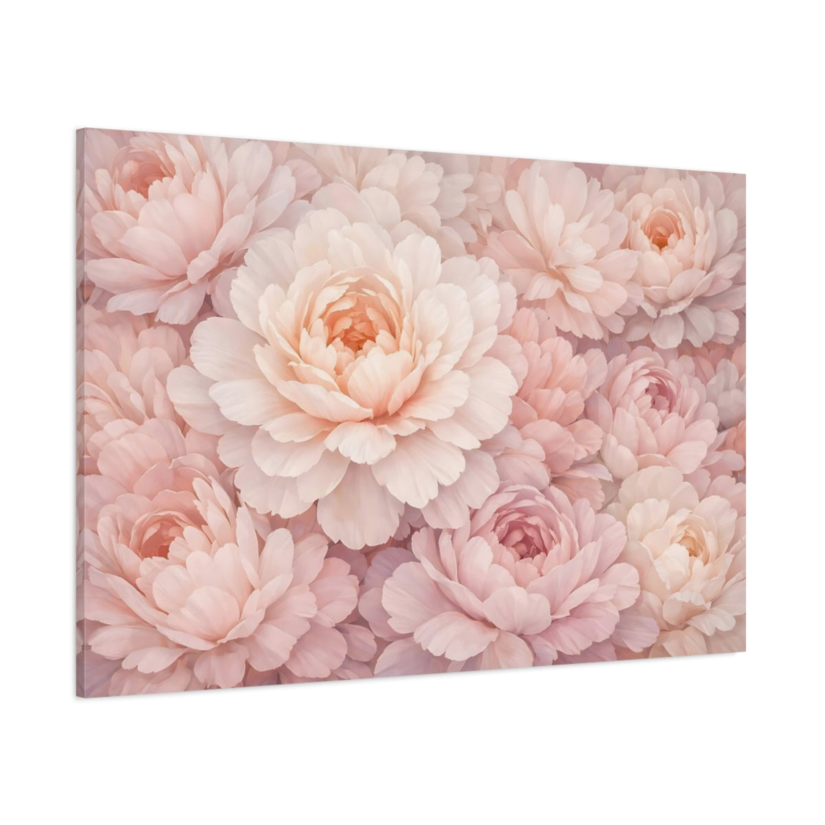 Main Mockup. Floral Pink Peonies Blush Pink shown as stretched canvas wall art
