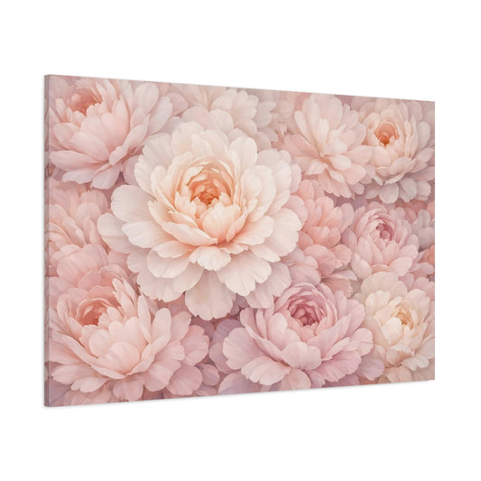 Main Mockup. Floral Pink Peonies Blush Pink shown as stretched canvas wall art