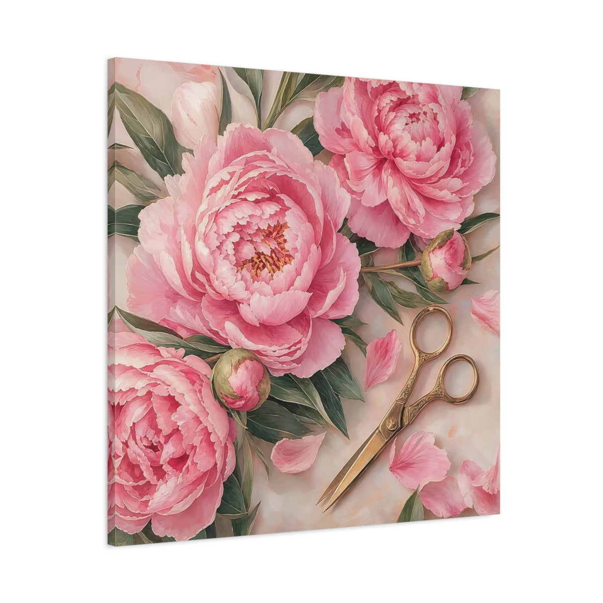 Main Mockup. Floral Pink Peonies Pink Peony Floral shown as stretched canvas wall art