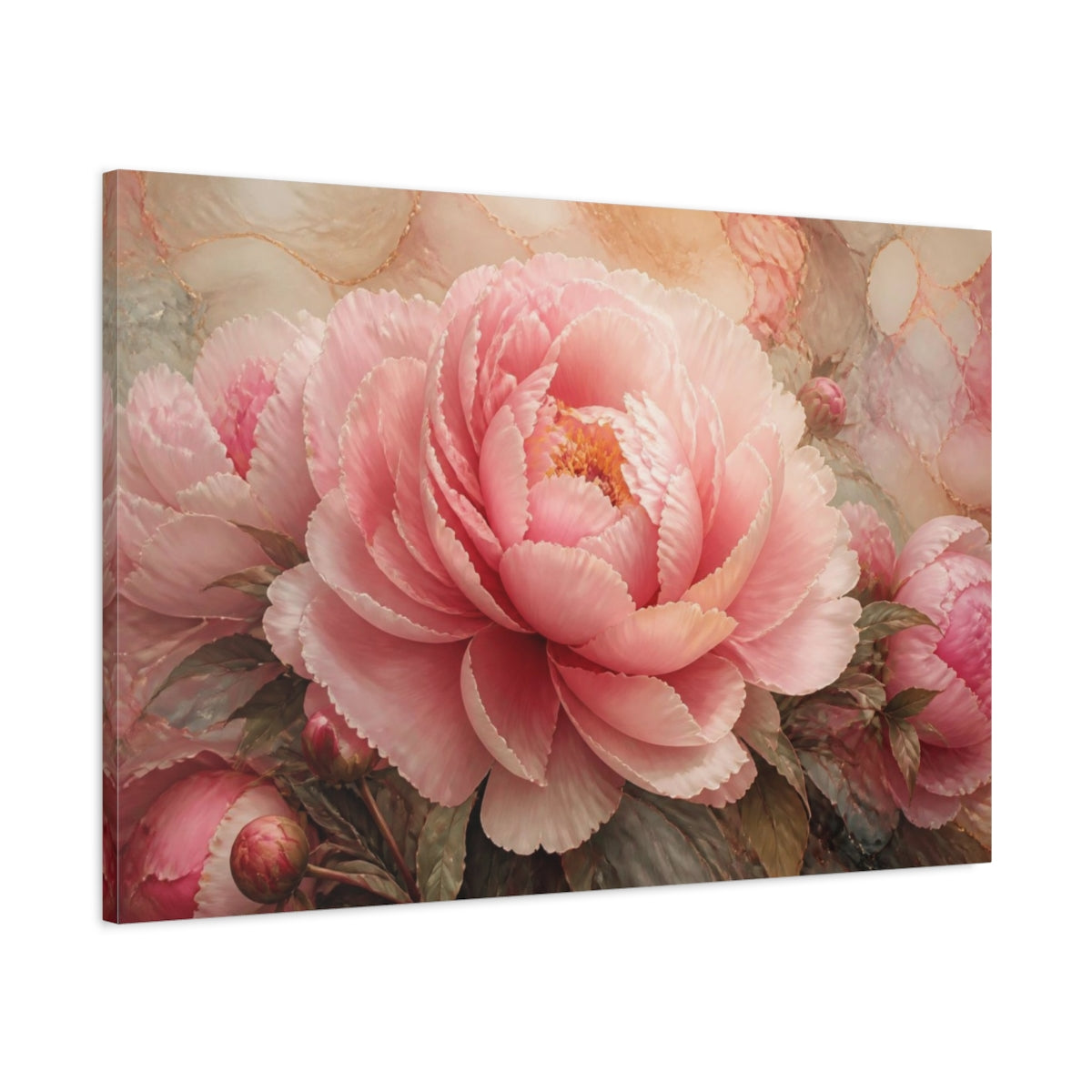 Main Mockup. Floral Pink Peony Bloom shown as canvas print