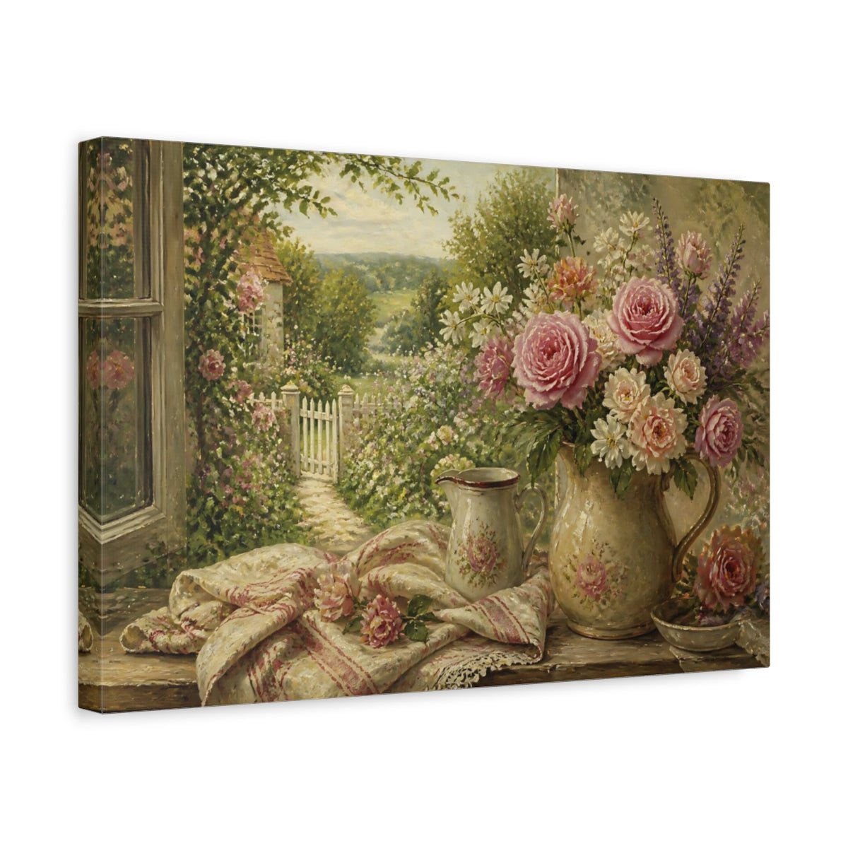 Floral Pink Rose Bouquet Canvas Print – Kitchen, Above Counter - YesArtYes