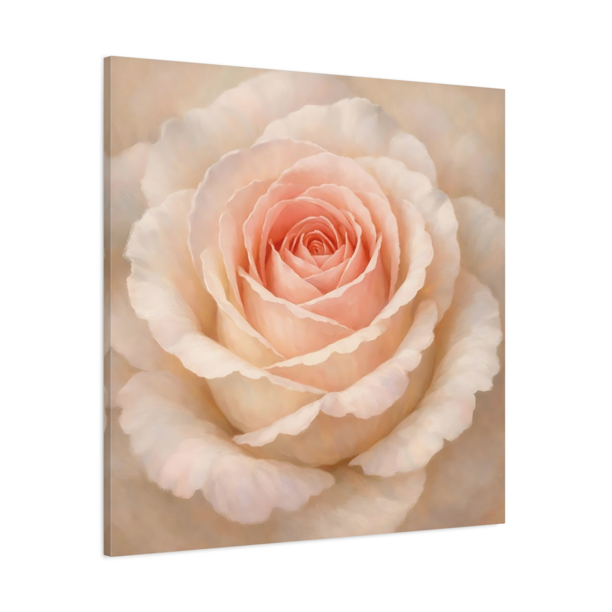 Main Mockup. Floral Pink Rose Pink Rose shown as stretched canvas wall art