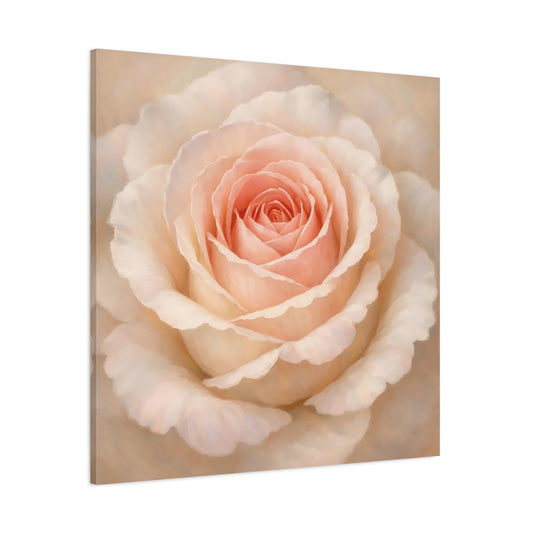 Main Mockup. Floral Pink Rose Pink Rose shown as stretched canvas wall art