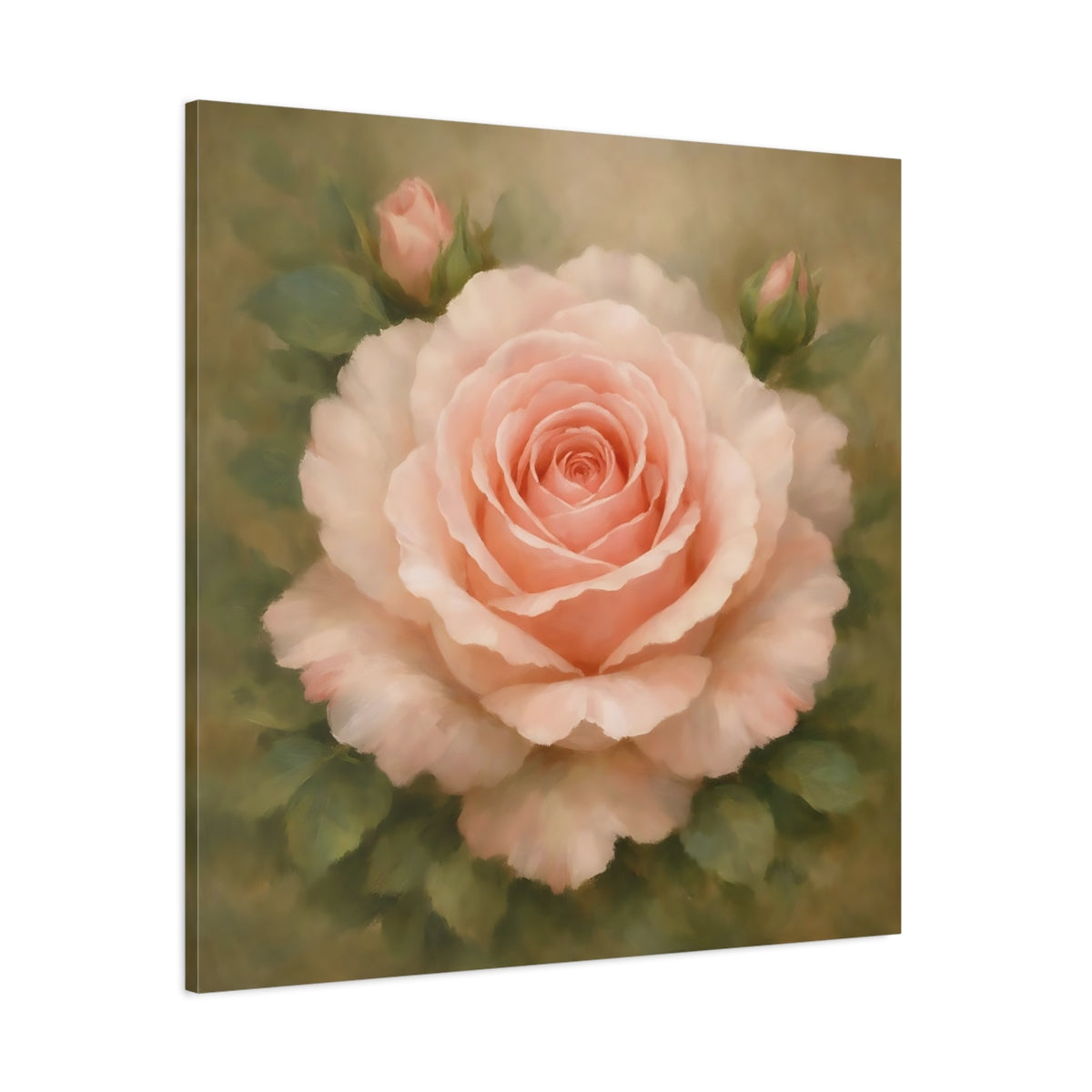 Main Mockup. Floral Pink Rose Pink Rose Floral shown as stretched canvas wall art