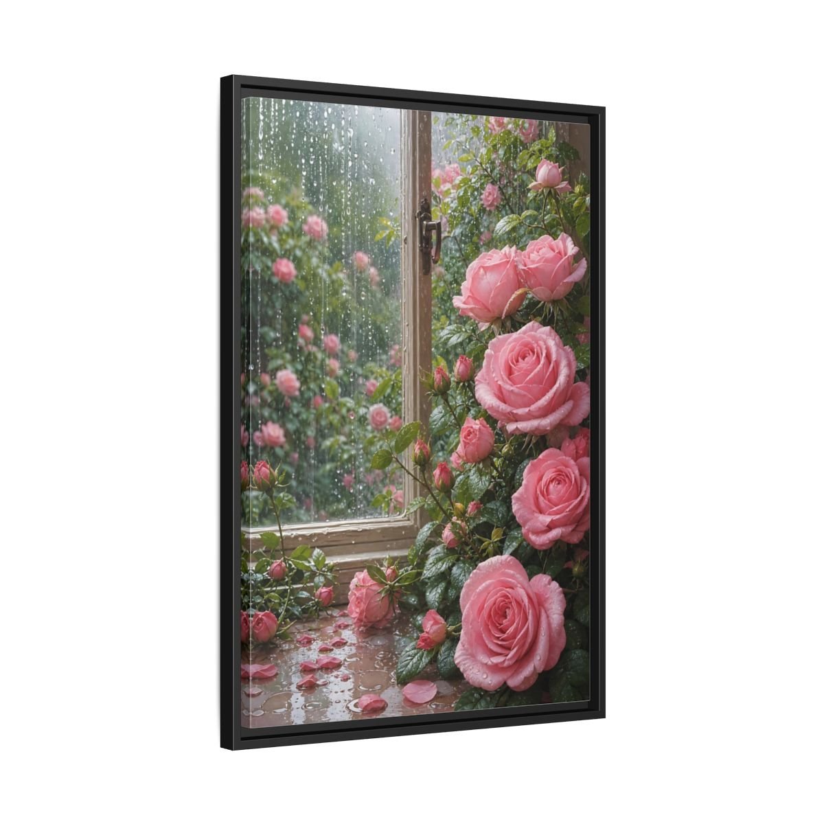Floral Pink Roses Framed Canvas Print – Bedroom, Above Bed - YesArtYes