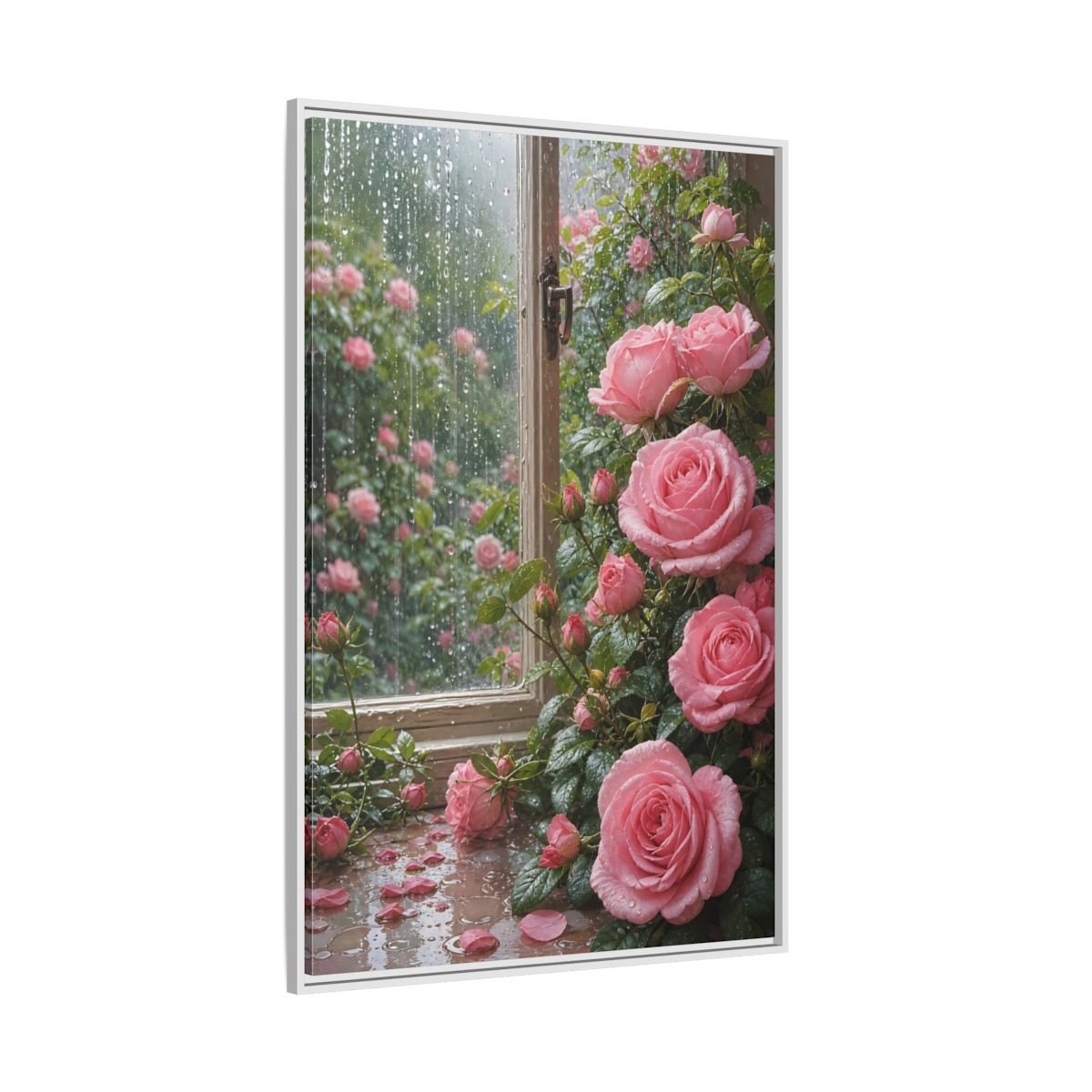 Floral Pink Roses Framed Canvas Print – Bedroom, Above Bed - YesArtYes