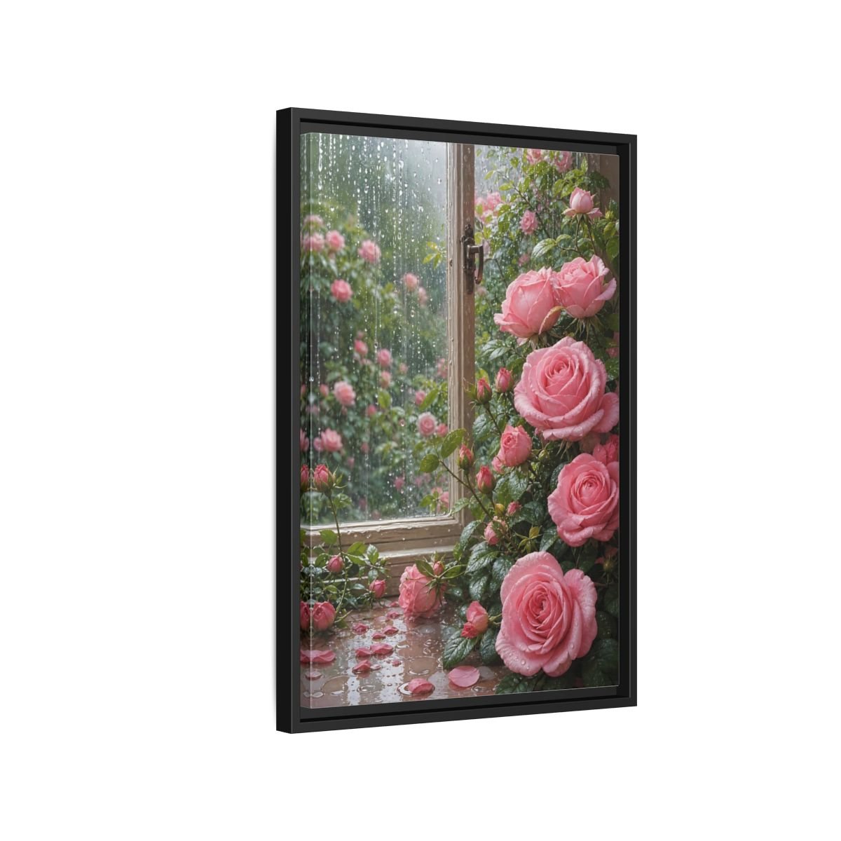Floral Pink Roses Framed Canvas Print – Bedroom, Above Bed - YesArtYes