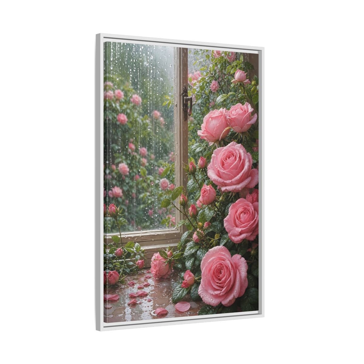 Floral Pink Roses Framed Canvas Print – Bedroom, Above Bed - YesArtYes