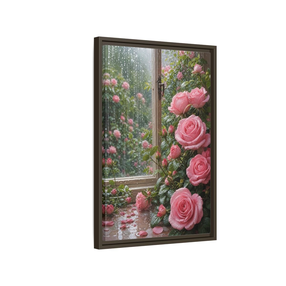 Floral Pink Roses Framed Canvas Print – Bedroom, Above Bed - YesArtYes