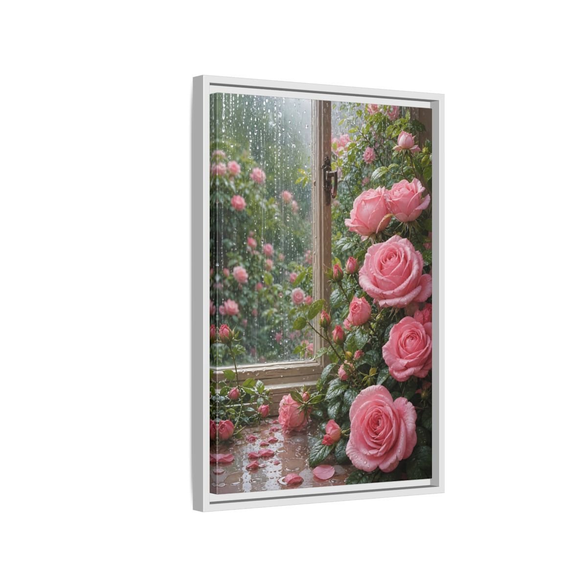 Floral Pink Roses Framed Canvas Print – Bedroom, Above Bed - YesArtYes