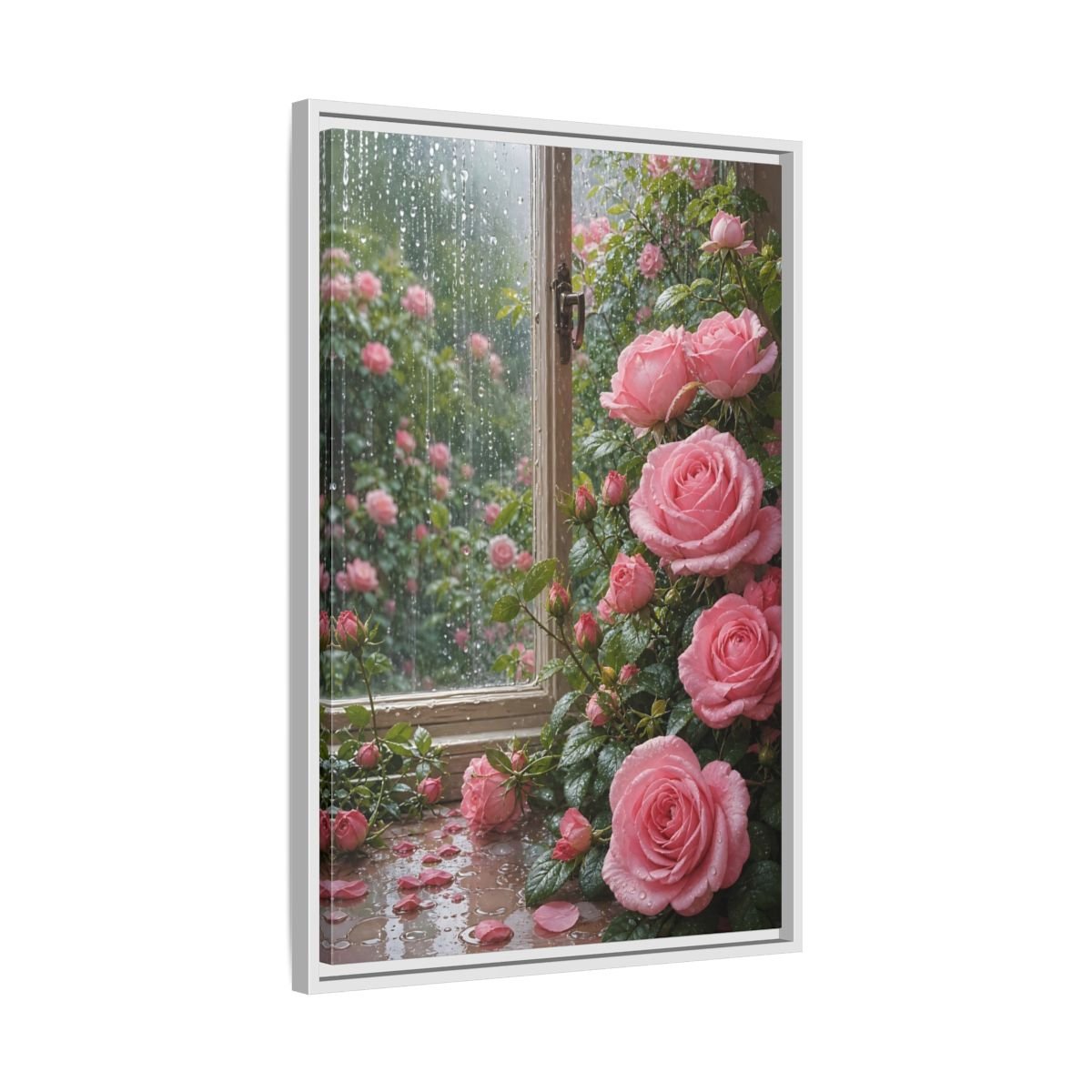 Floral Pink Roses Framed Canvas Print – Bedroom, Above Bed - YesArtYes