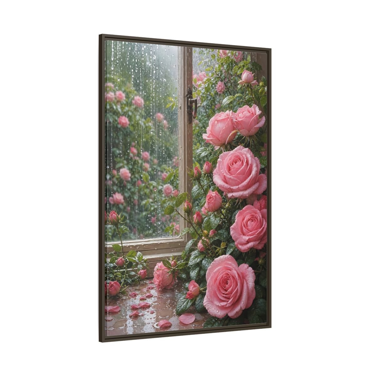 Floral Pink Roses Framed Canvas Print – Bedroom, Above Bed - YesArtYes