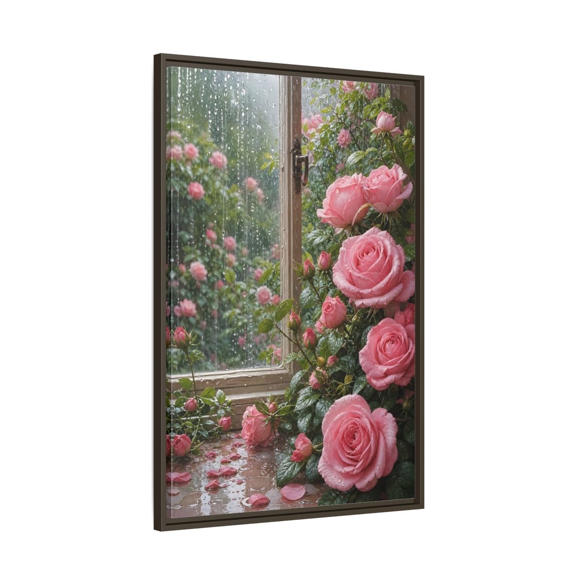 Floral Pink Roses Framed Canvas Print – Bedroom, Above Bed - YesArtYes
