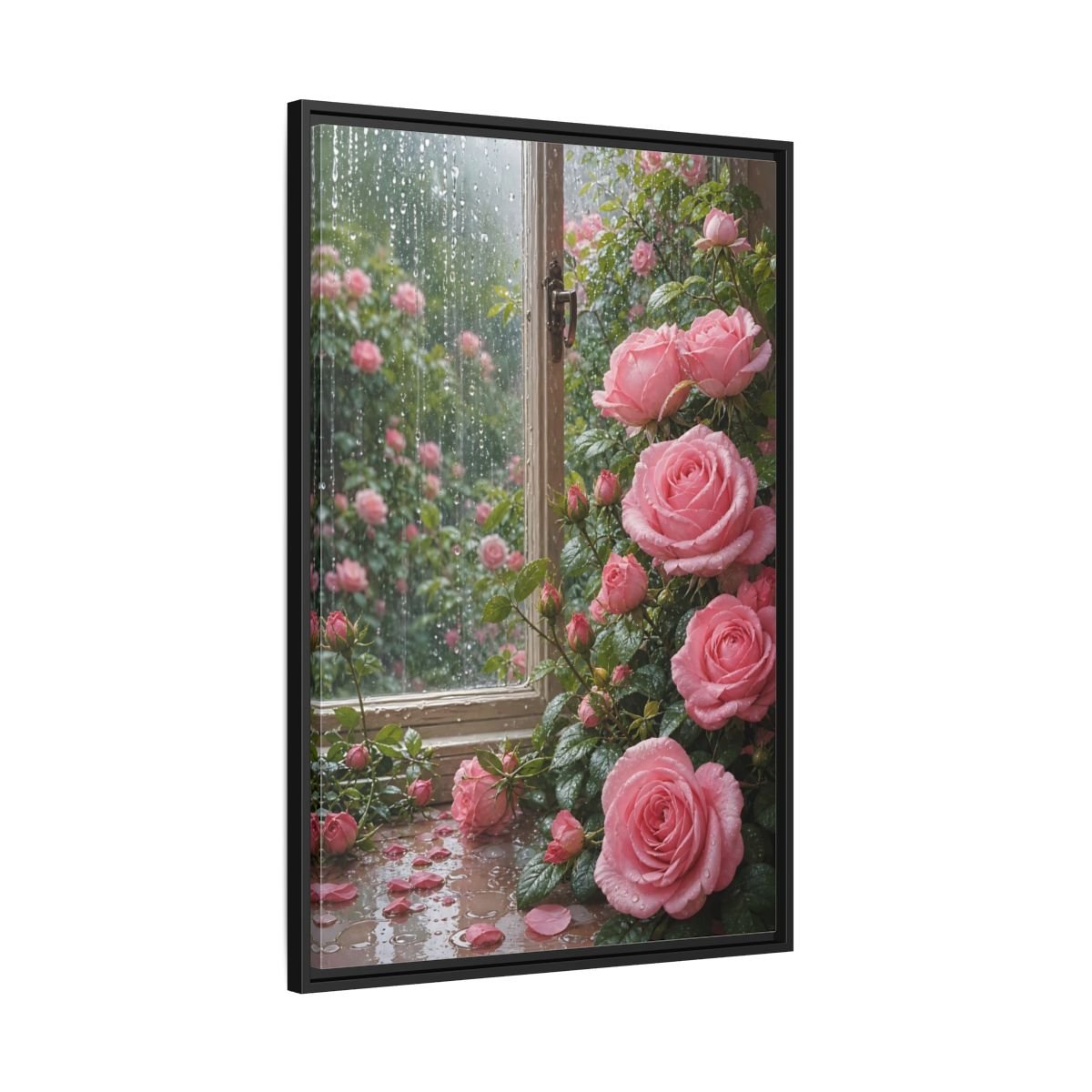 Floral Pink Roses Framed Canvas Print – Bedroom, Above Bed - YesArtYes