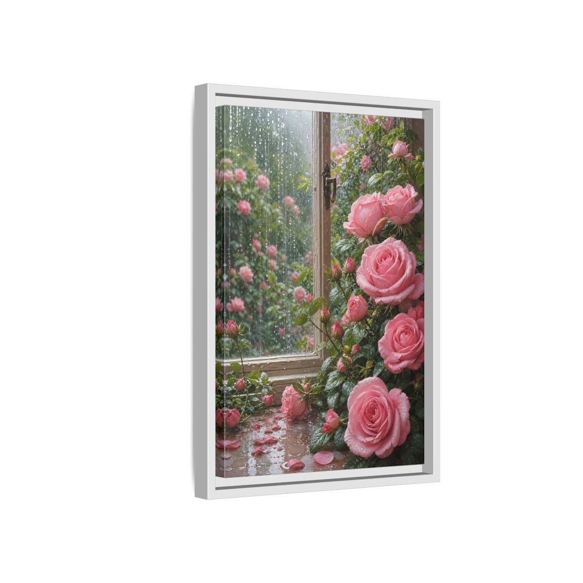Floral Pink Roses Framed Canvas Print – Bedroom, Above Bed - YesArtYes